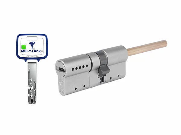 Цилиндр Mul-t-Lock MT5+ ключ-шток 101мм (размер 70х31Ш мм) - Никель, Флажок (5 ключей)