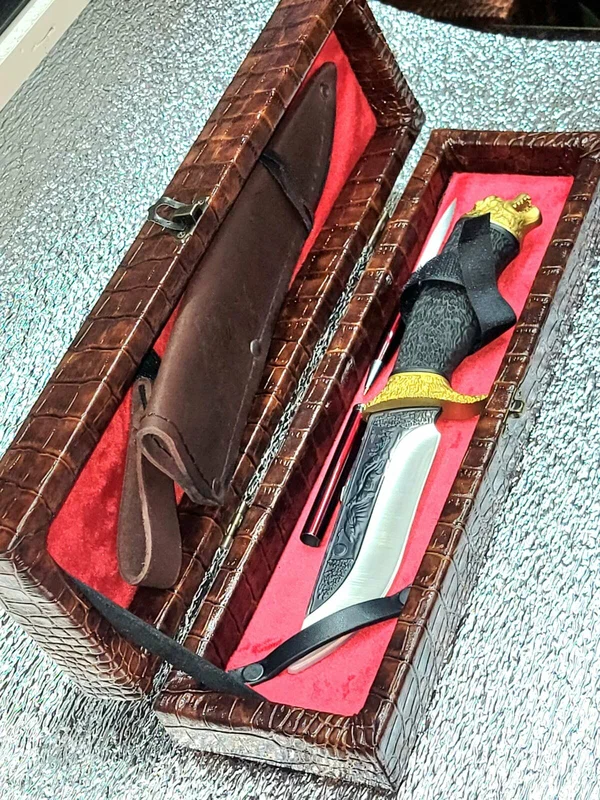 Нож туристический модель "Sa " серия 78 Колумбия (сталь 65x13), в кожаном футляре, черный
