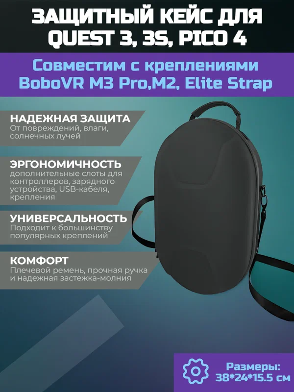 Кейс для Oculus Quest 3, 3S, Pico 4, креплений BoboVR M3 Pro, M2, Elite Strap