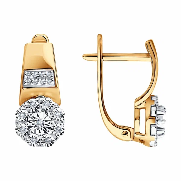 Серьги Diamant online, красное золото, 585 проба, бриллиант