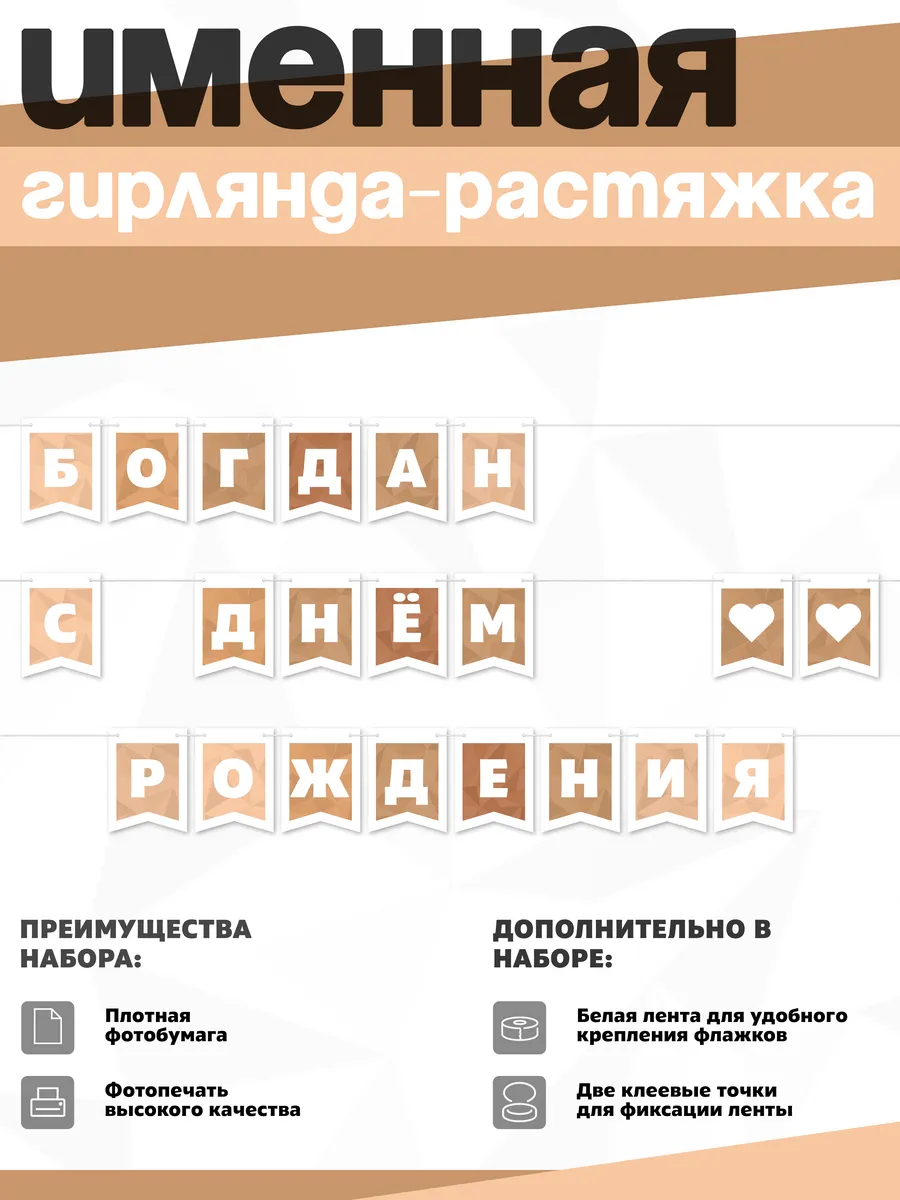 Нет бренда / Именная растяжка "Богдан - с днём рождения"