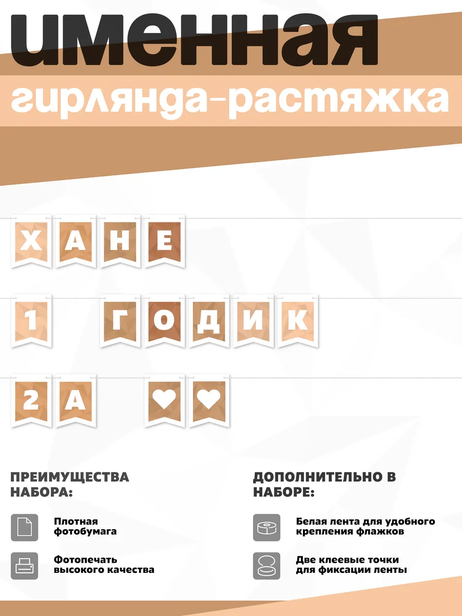 Нет бренда / Именная растяжка "Хане - 1 и 2 годика"