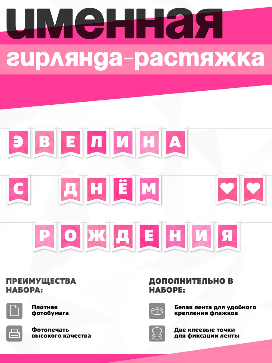 Нет бренда / Именная растяжка "Эвелина - с днём рождения"