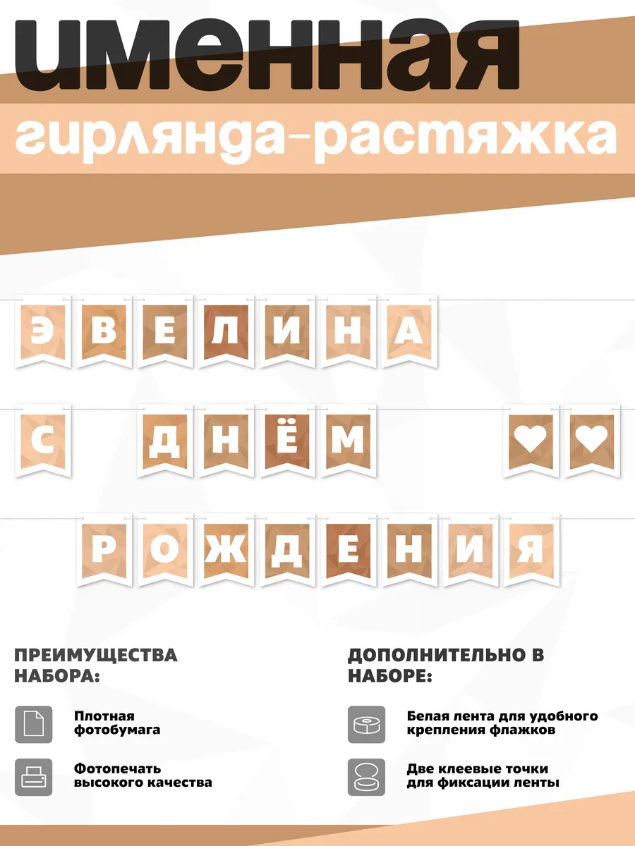 Нет бренда / Именная растяжка "Эвелина - с днём рождения"