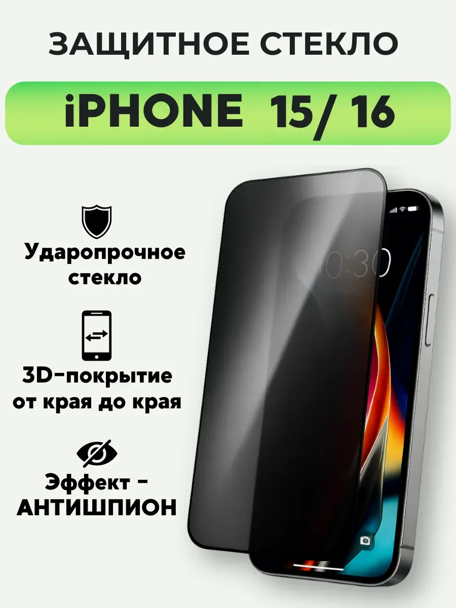 ASBO2 / Защитное стекло на iPhone 15 16 антишпион