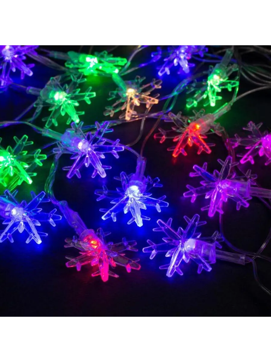 Домный / Гирлянда интерьерная "Снежинки большие" 5 м LED