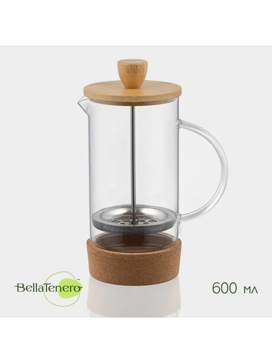 Домный / Френч-пресс с бамбуковой крышкой и подставкой