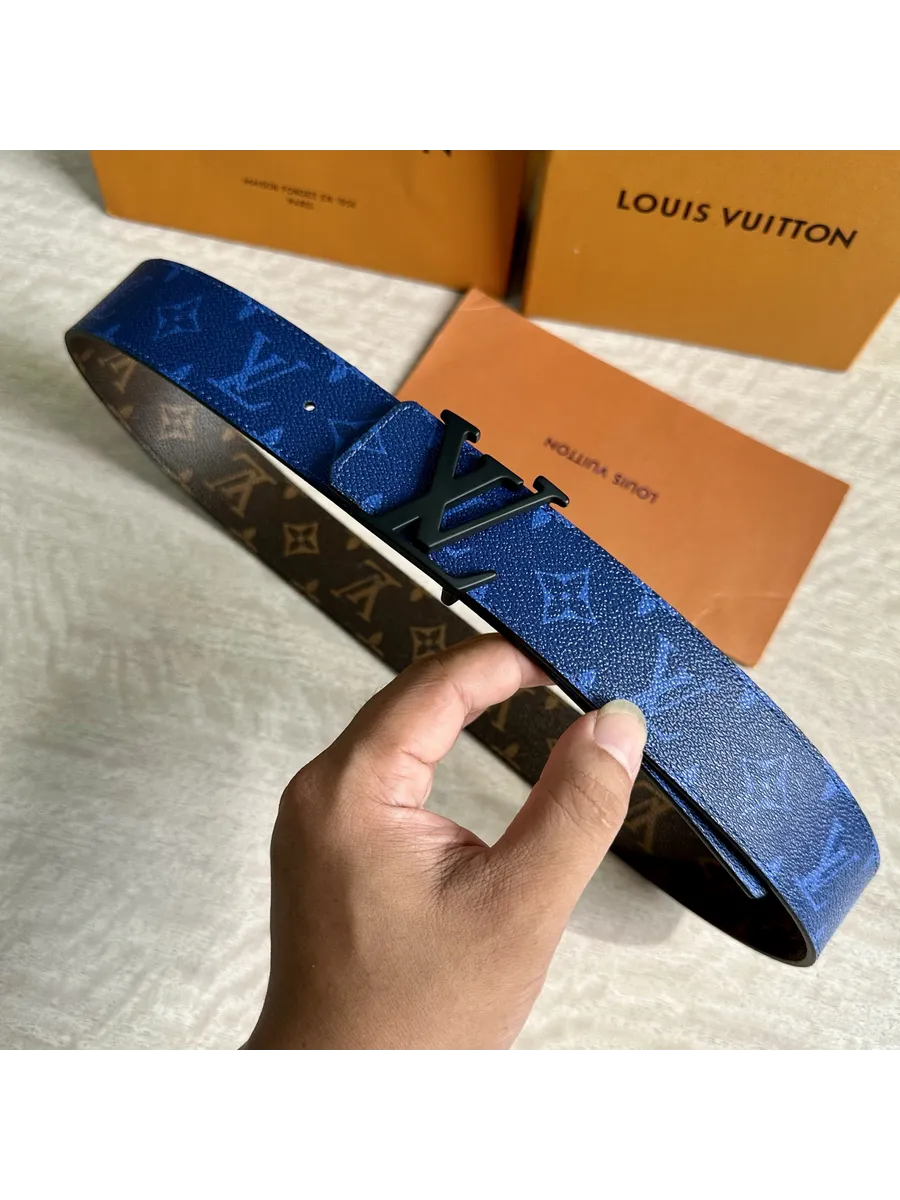 LV / Louis Vuitton Ремень кожаный на пояс,темно-голубой