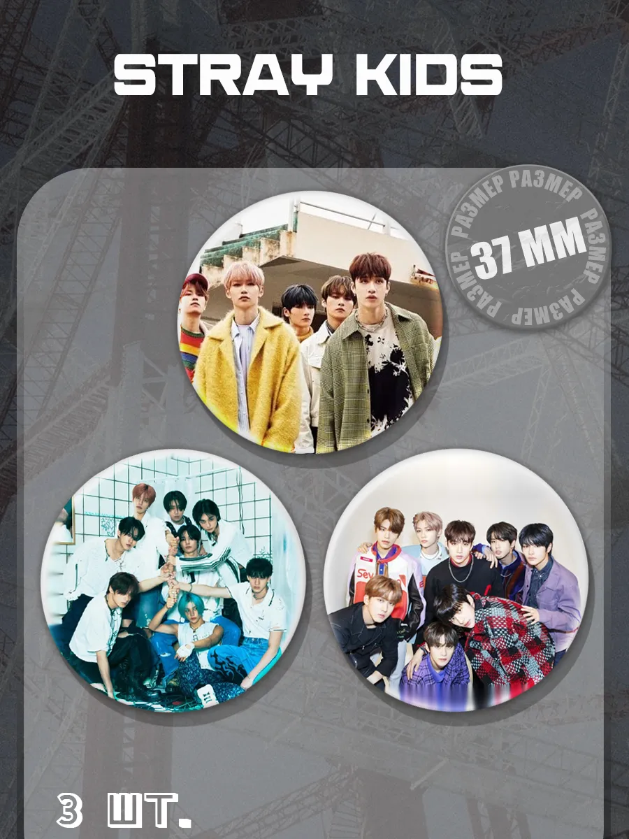 barbarkiny znachki / Значки Stray Kids 37 мм 3 шт
