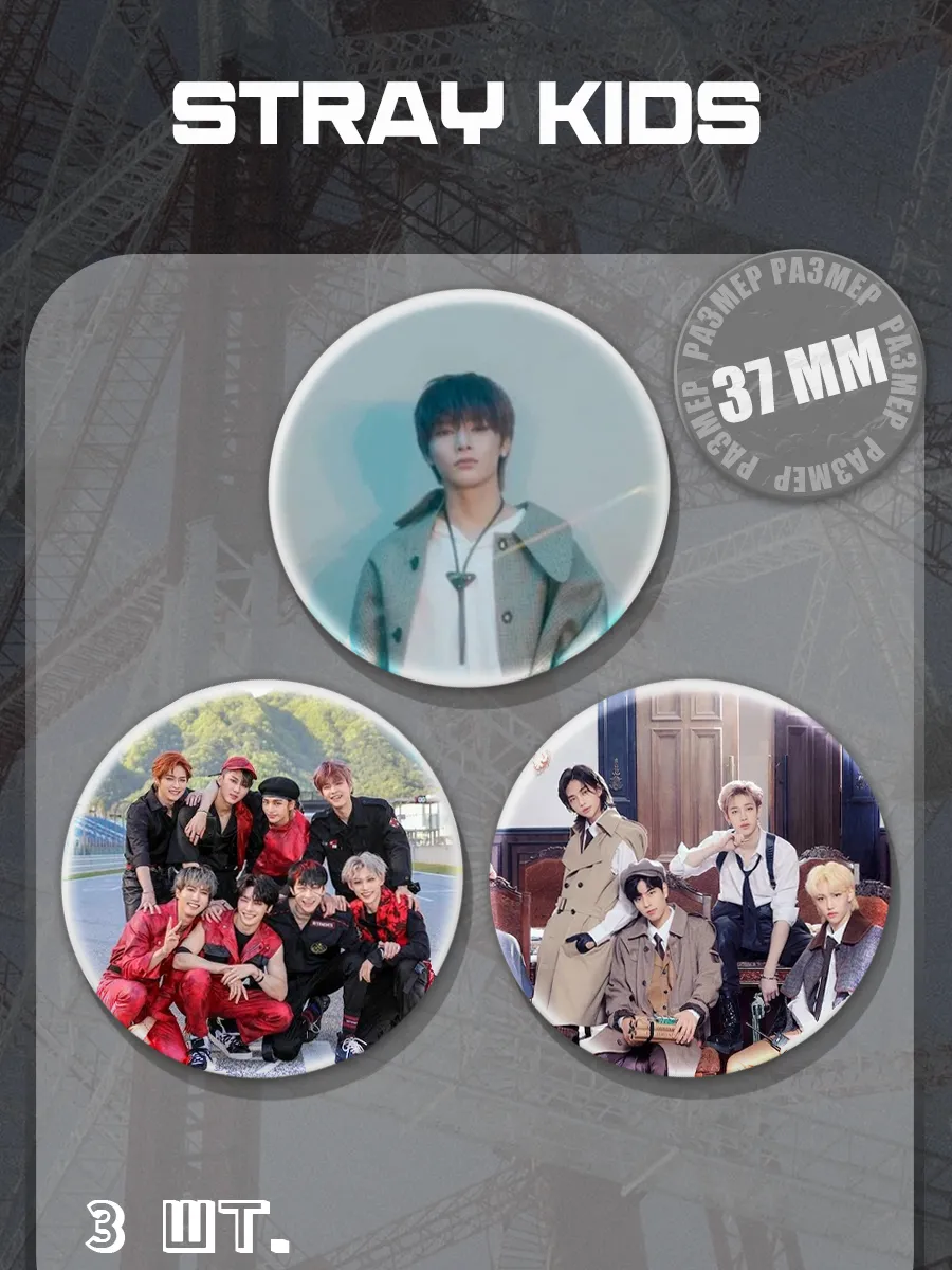 barbarkiny znachki / Значки Stray Kids 37 мм 3 шт
