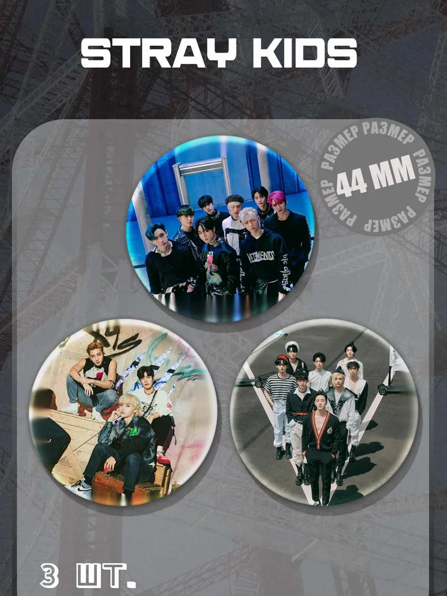 barbarkiny znachki / Значки Stray Kids 44 мм 3 шт