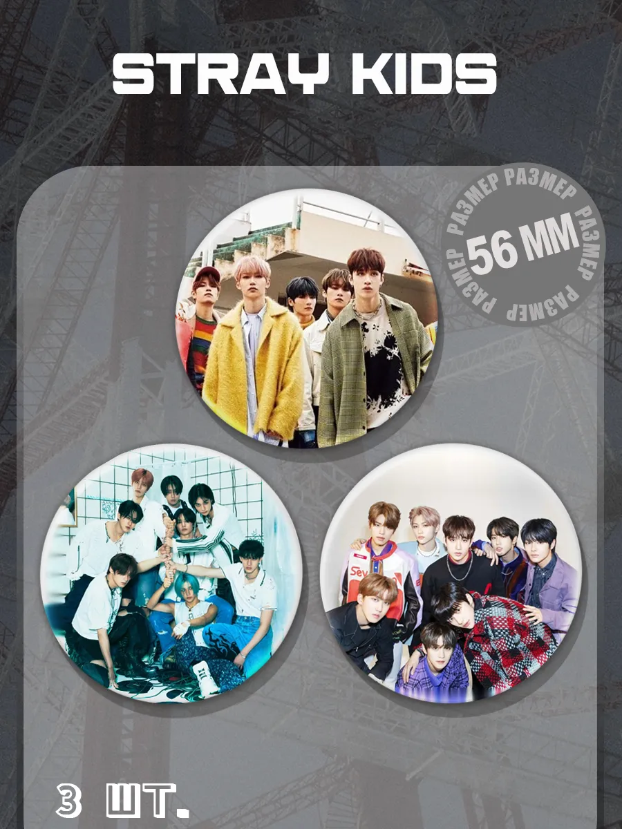 barbarkiny znachki / Значки Stray Kids 56 мм 3 шт