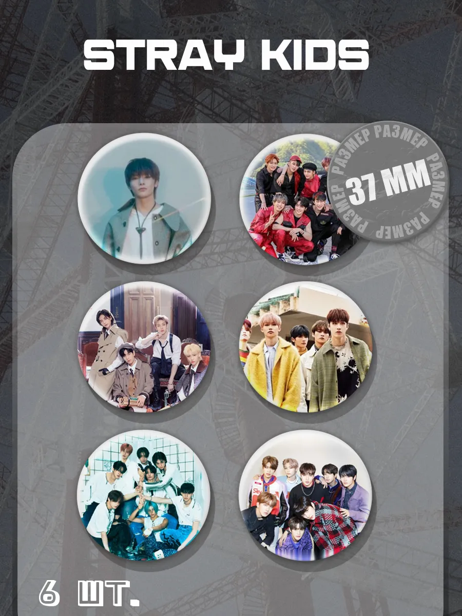 barbarkiny znachki / Значки Stray Kids 37 мм 6 шт