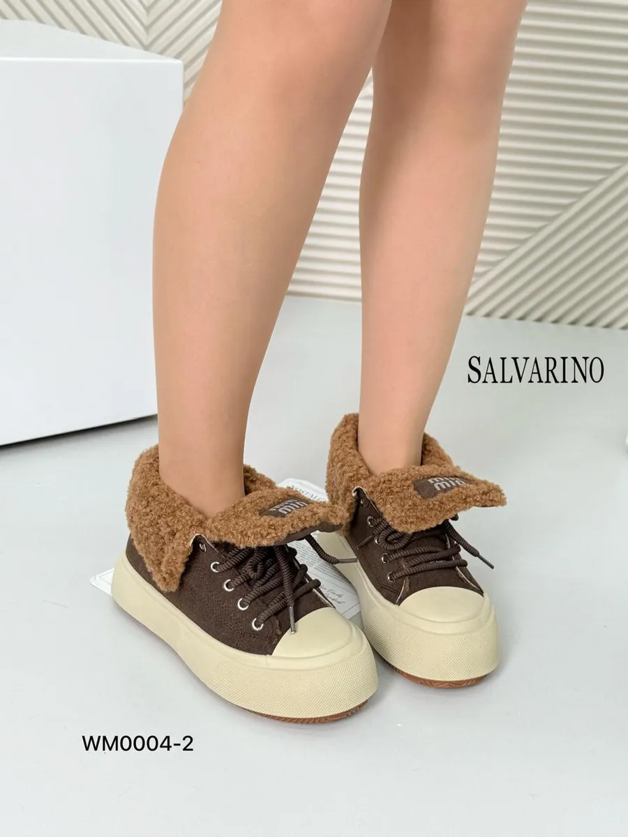 Salvarino / Кроссовки на платформе с мехом кеды