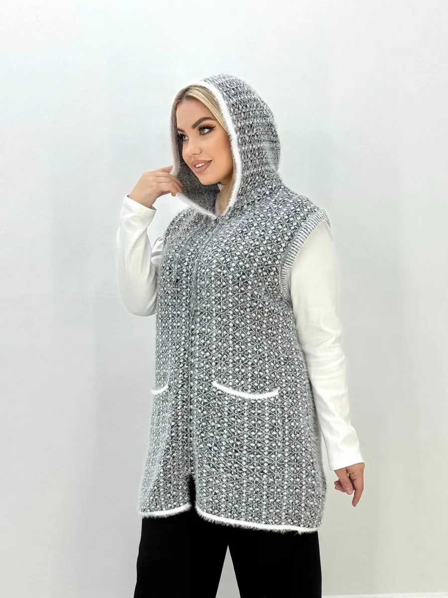 H Fashion / Жилетка удлиненный альпака,травка