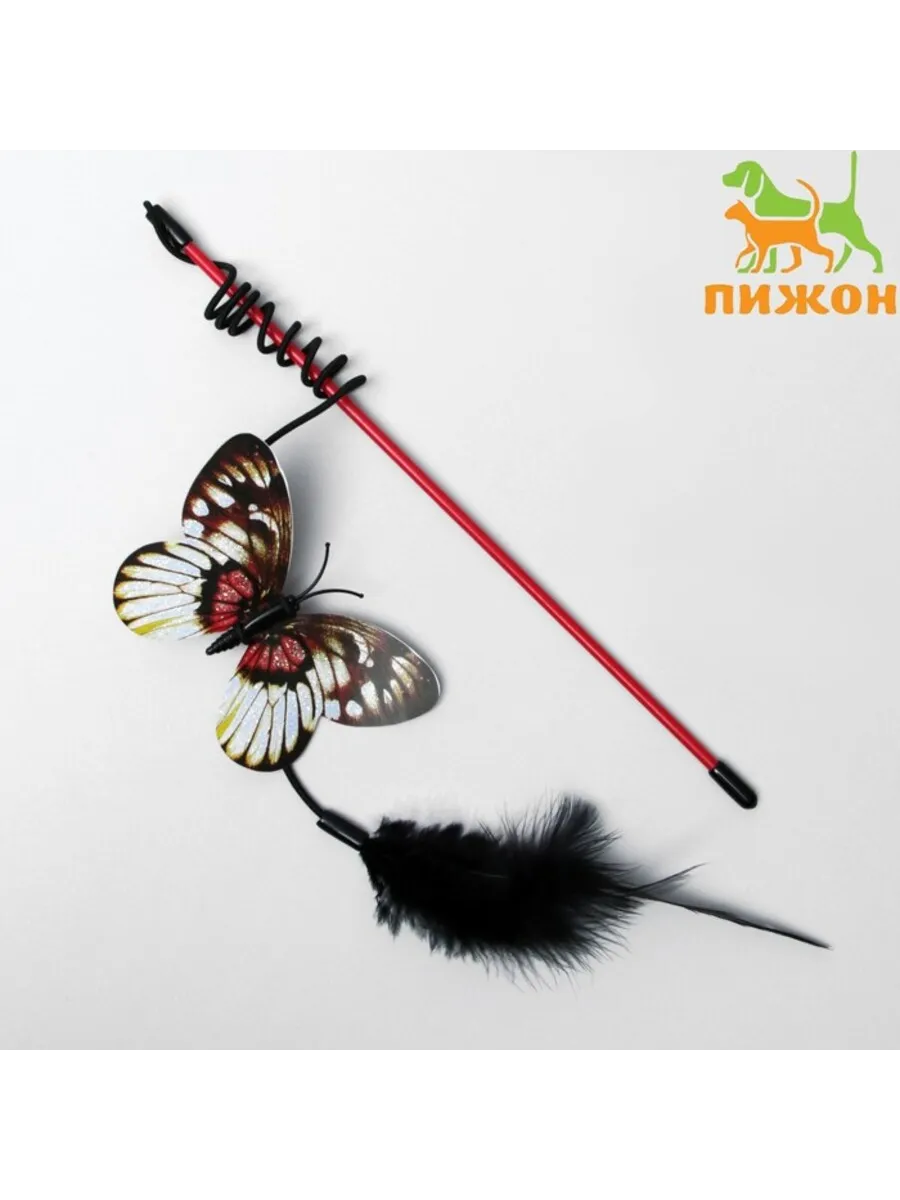 Домный / Дразнилка с перьями "Бабочка" для домашних животных