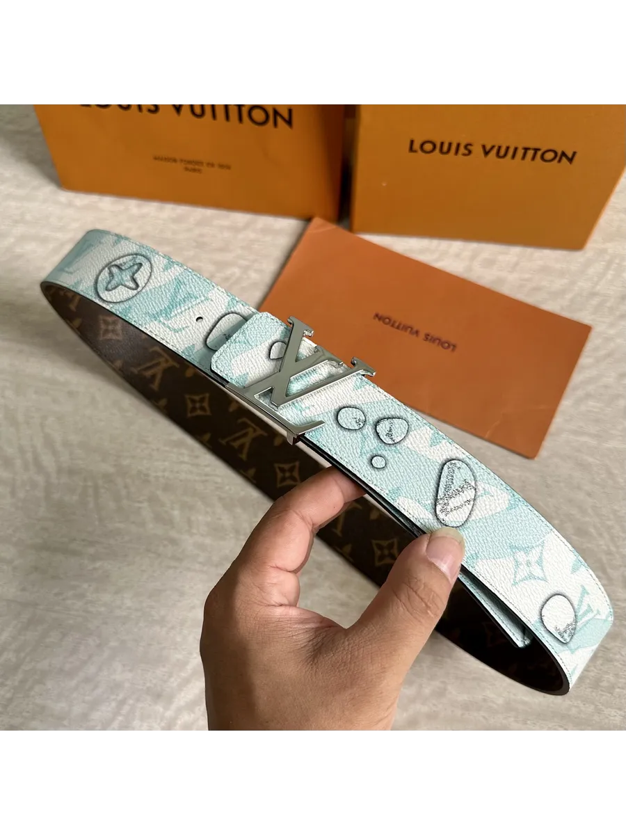 LV / Louis Vuitton Ремень кожаный на пояс,светлый графит