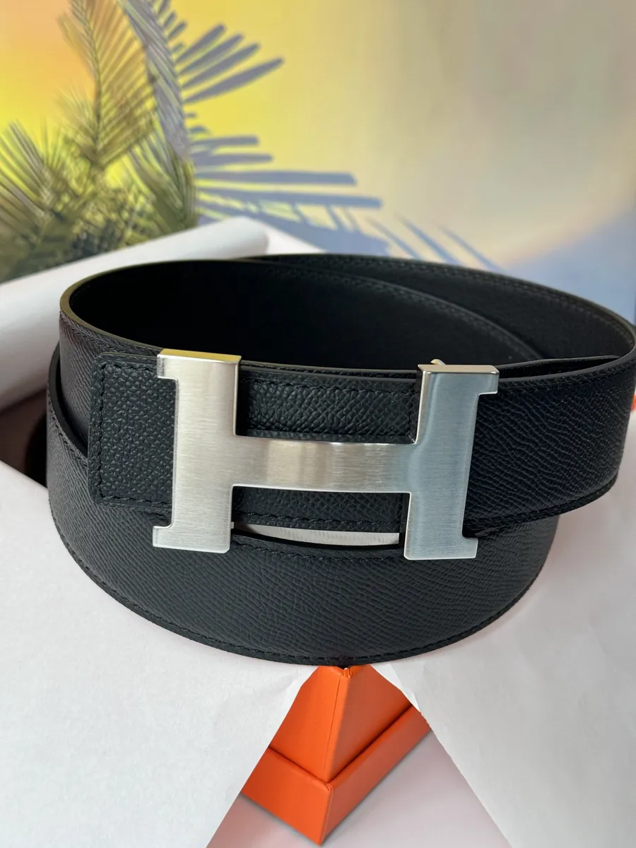 Hermès кожаный для джинс и брюк черный
