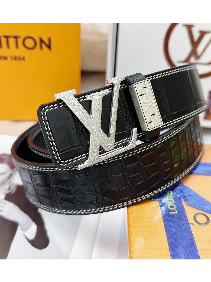 LV / Louis Vuitton Ремень кожаный на пояс,серебро