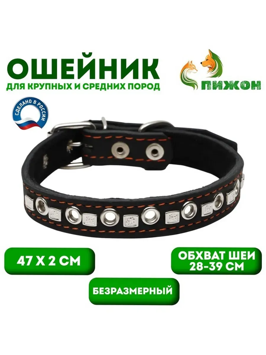 Пижон / Кожаный ошейник для собак с украшением