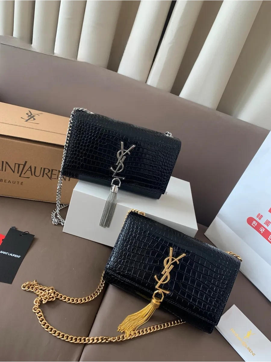 YSL Стильная сумка серебристый черный