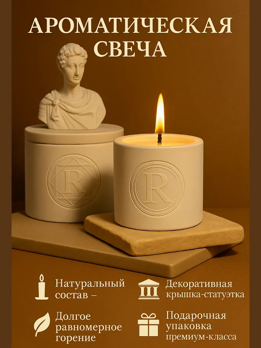 АКМ5 / Ароматическая свеча из 100% натурального пчелиного воска