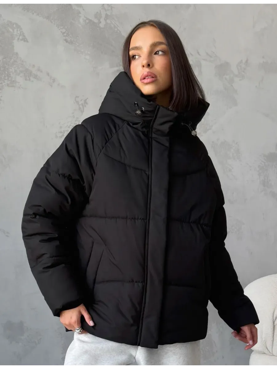 1990 Moda / Куртка оверсайз короткая с капюшоном