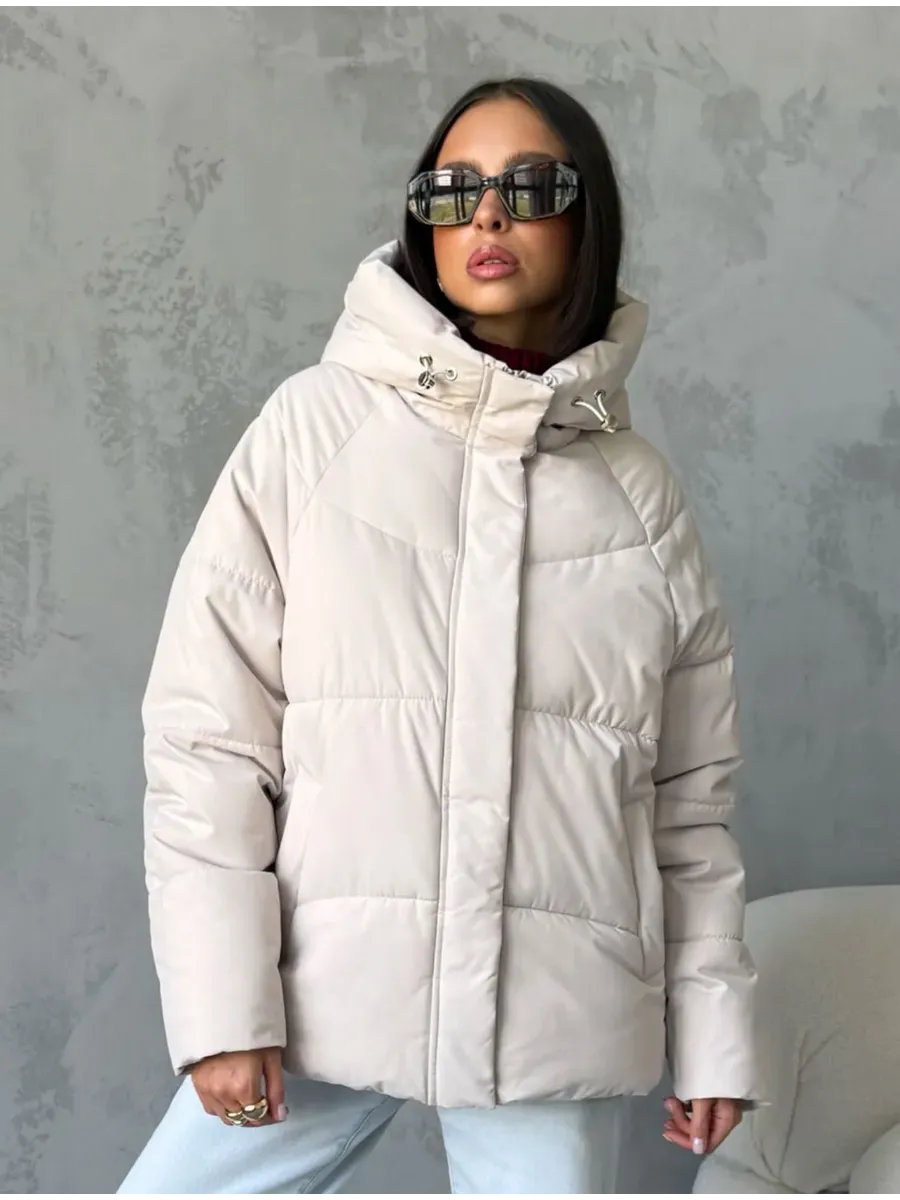 1990 Moda / Куртка оверсайз короткая с капюшоном