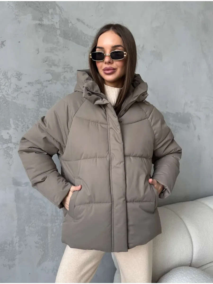 1990 Moda / Куртка оверсайз короткая с капюшоном