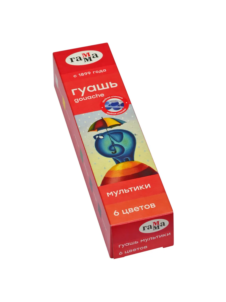 Гуашь Гамма "Мультики", 06 цветов, 15мл, блок-тара, картон