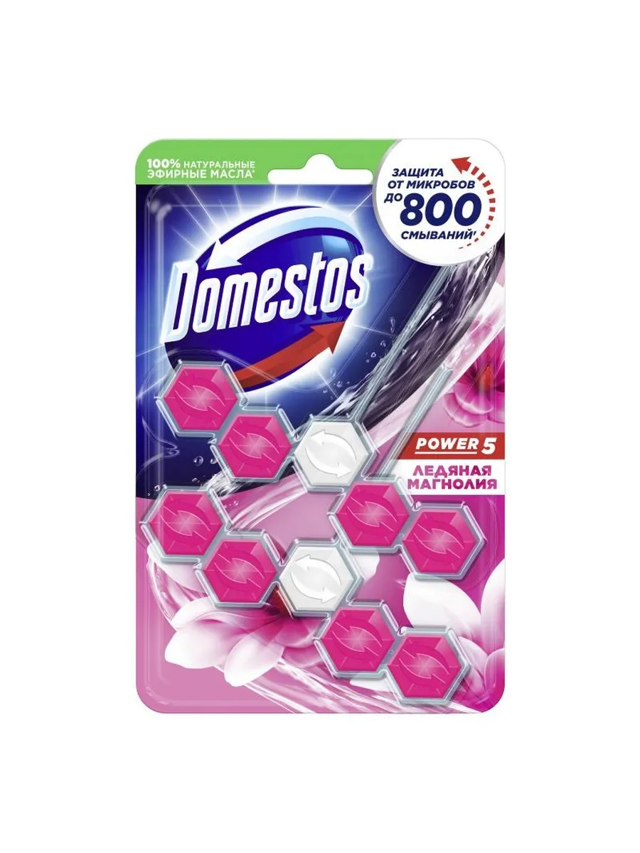 Domestos / Блок для очищения унитаза Power 5 Duo, Ледяная магнолия