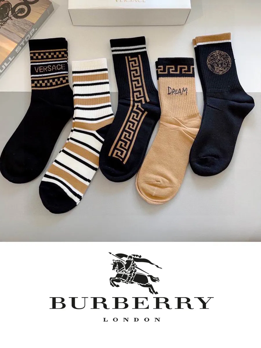 Носки набор носков с рисунком BURBERRY кофе хаки черный