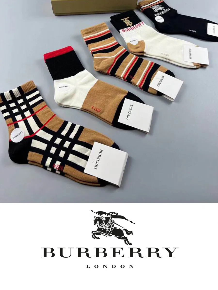 Носки набор носков с рисунком BURBERRY белый кофе черный