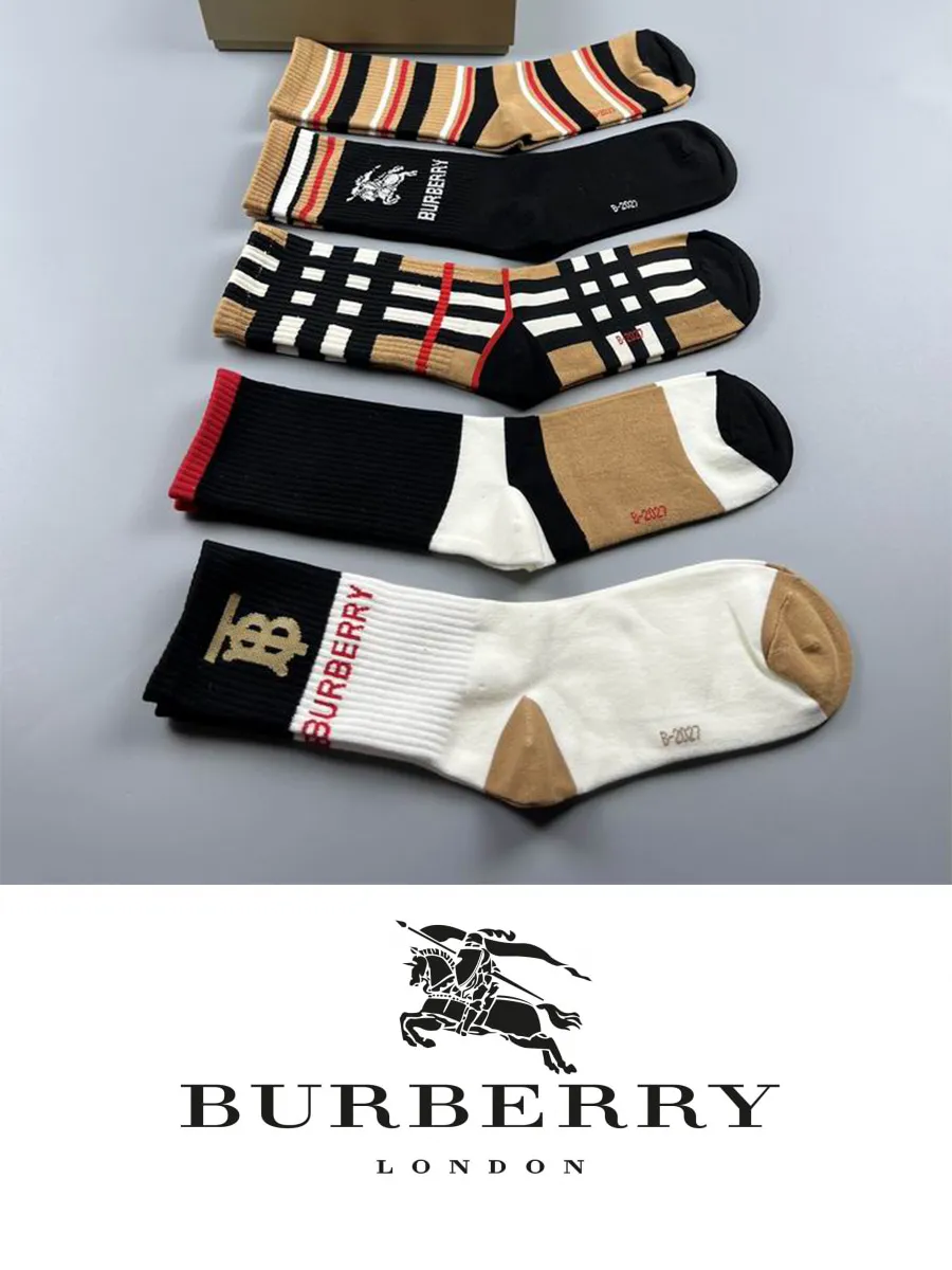 Носки набор носков с рисунком BURBERRY белый хаки черный