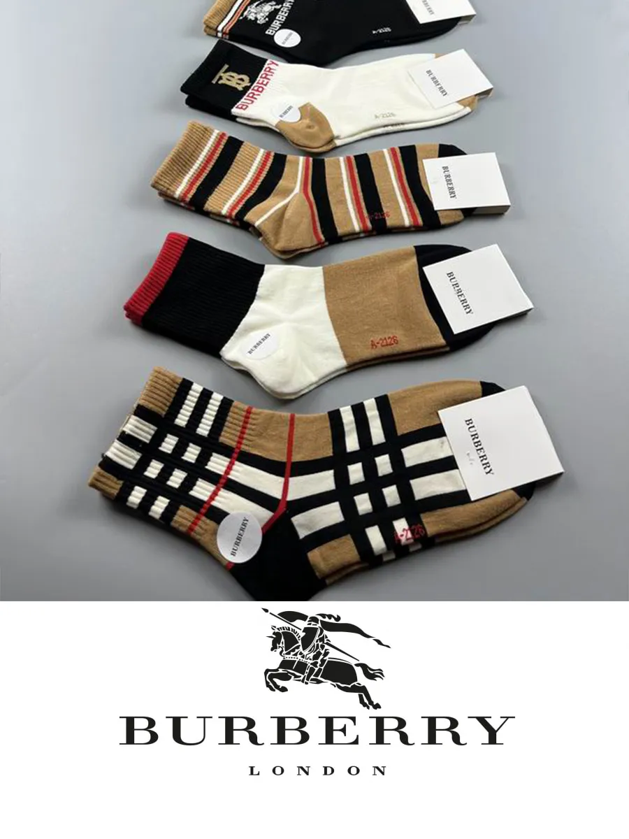 Носки набор носков с рисунком BURBERRY белый черный