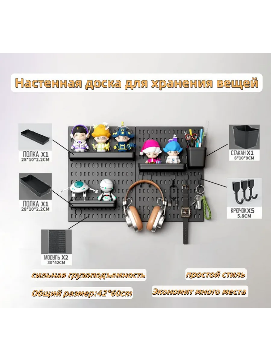 Мудборд настенный органайзер 42х60 черный