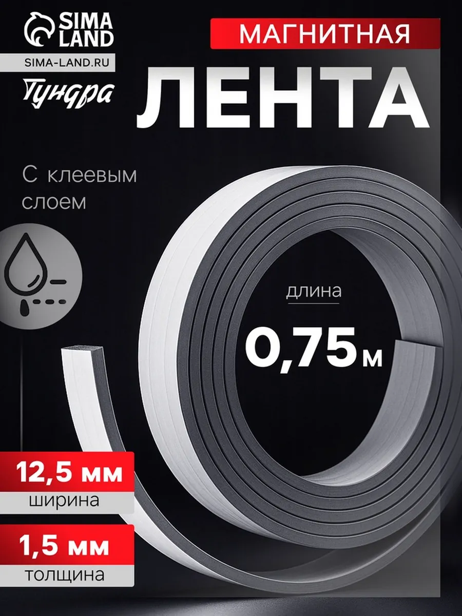 Домный / Магнитная лента с клеем 12.5x1.5 мм, 0.75 м