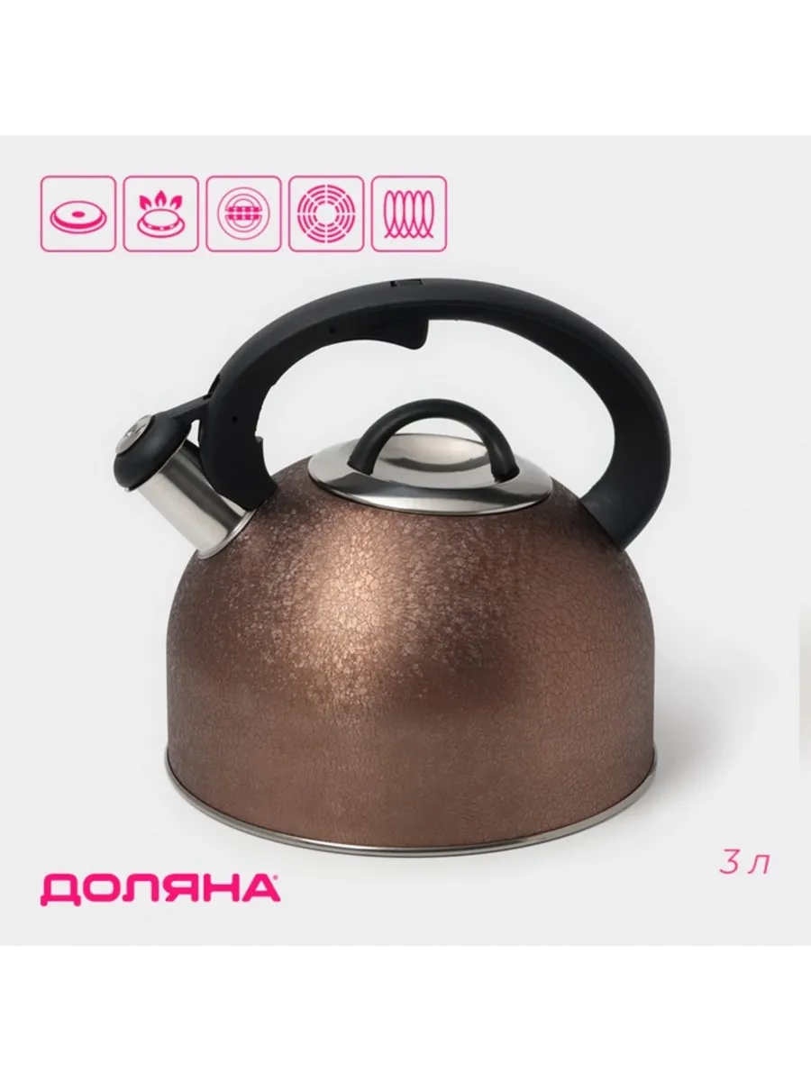 Домный / Чайник со свистком для индукции, нержавеющая сталь