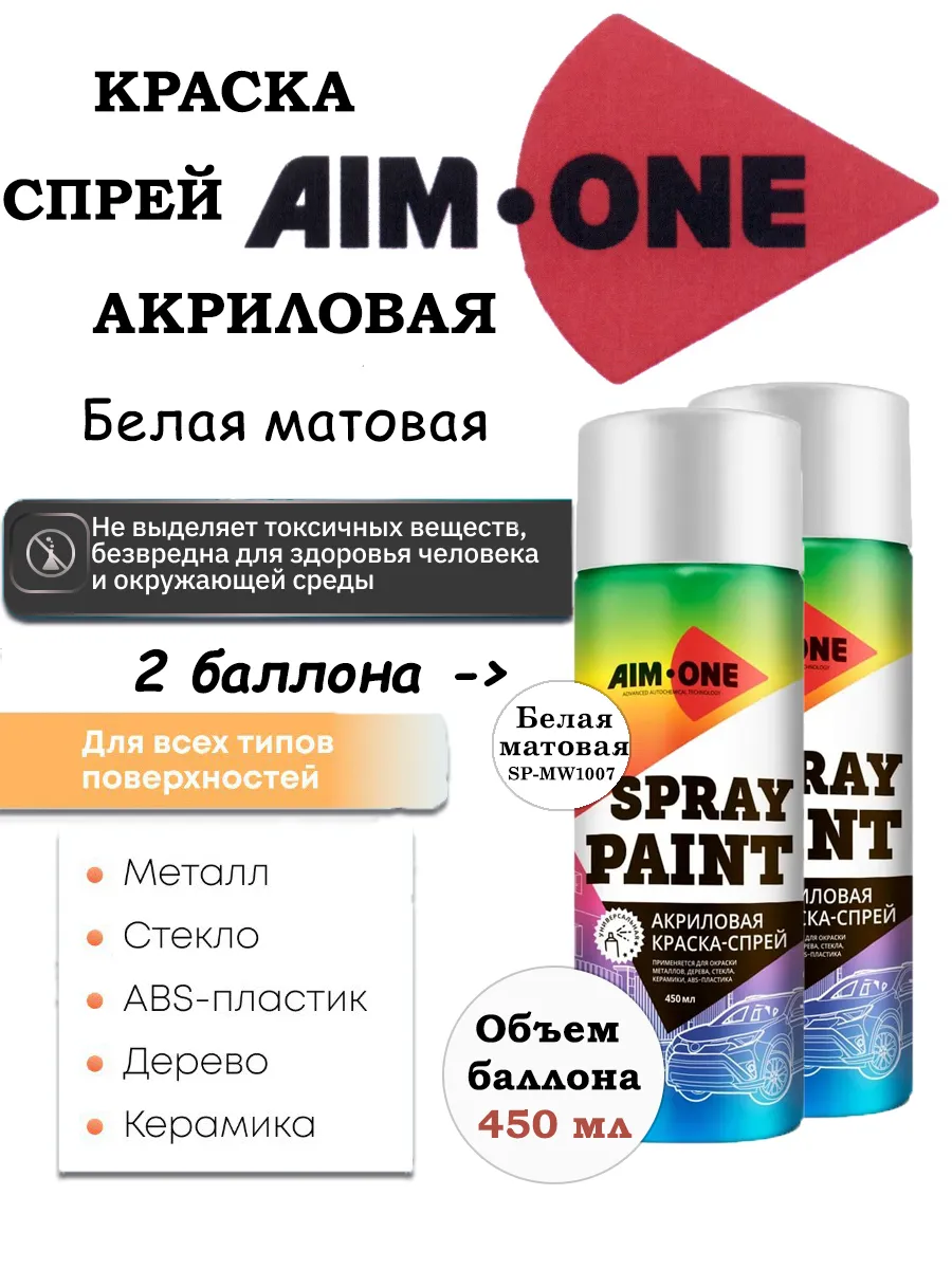 Краски по металлу / Краска по металлу, пластику и дереву белый матовый AIM ONE