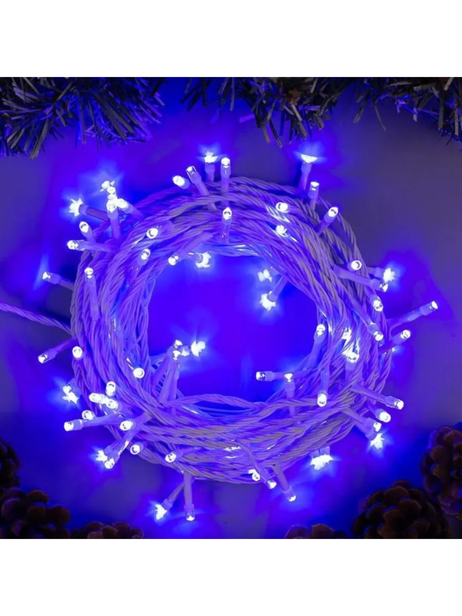 Домный / Гирлянда интерьерная 10 м, LED, 8 режимов, синевая
