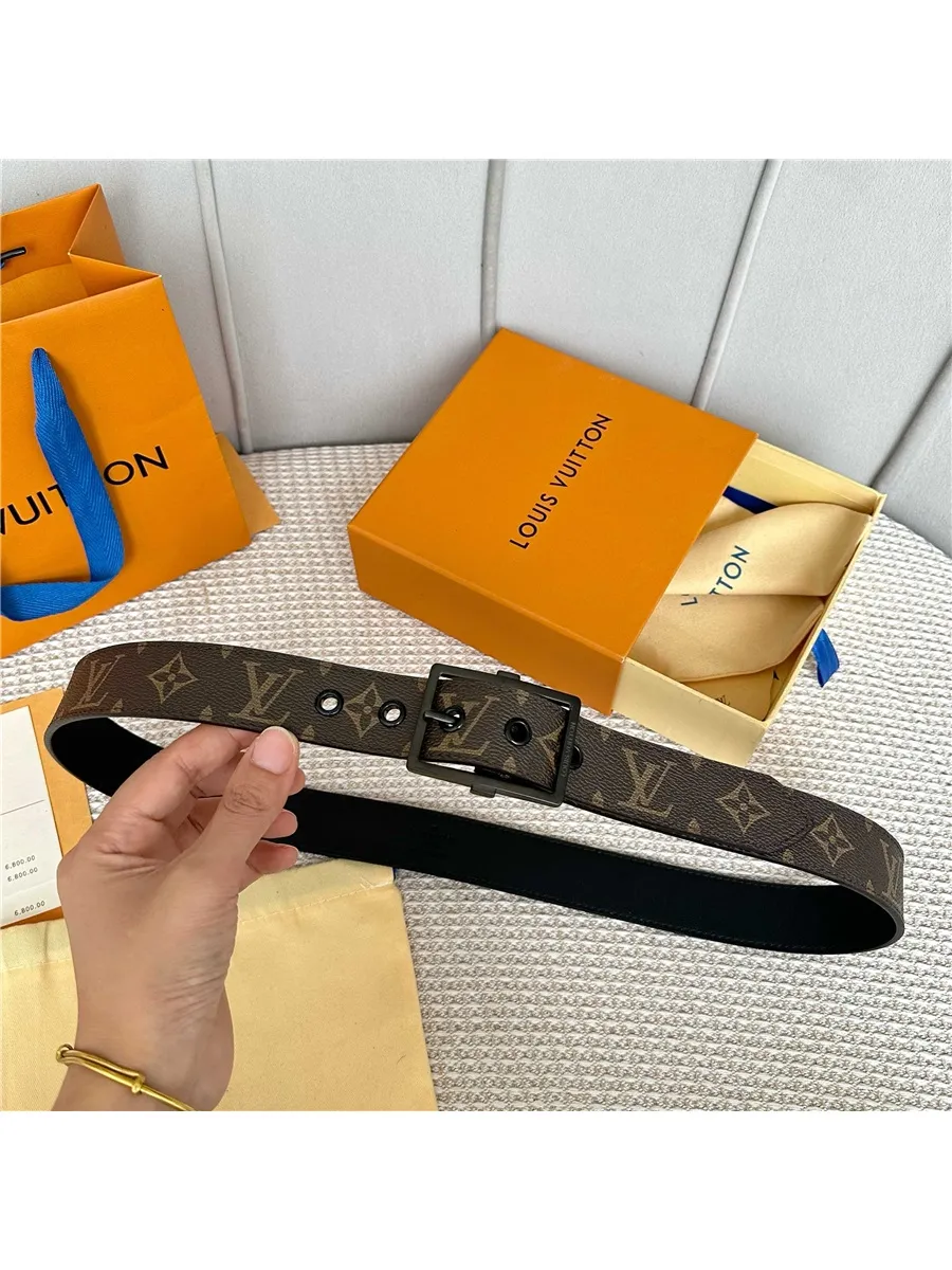 LOUlS Vuitton кожаный для джинс и брюк подарок коричневый