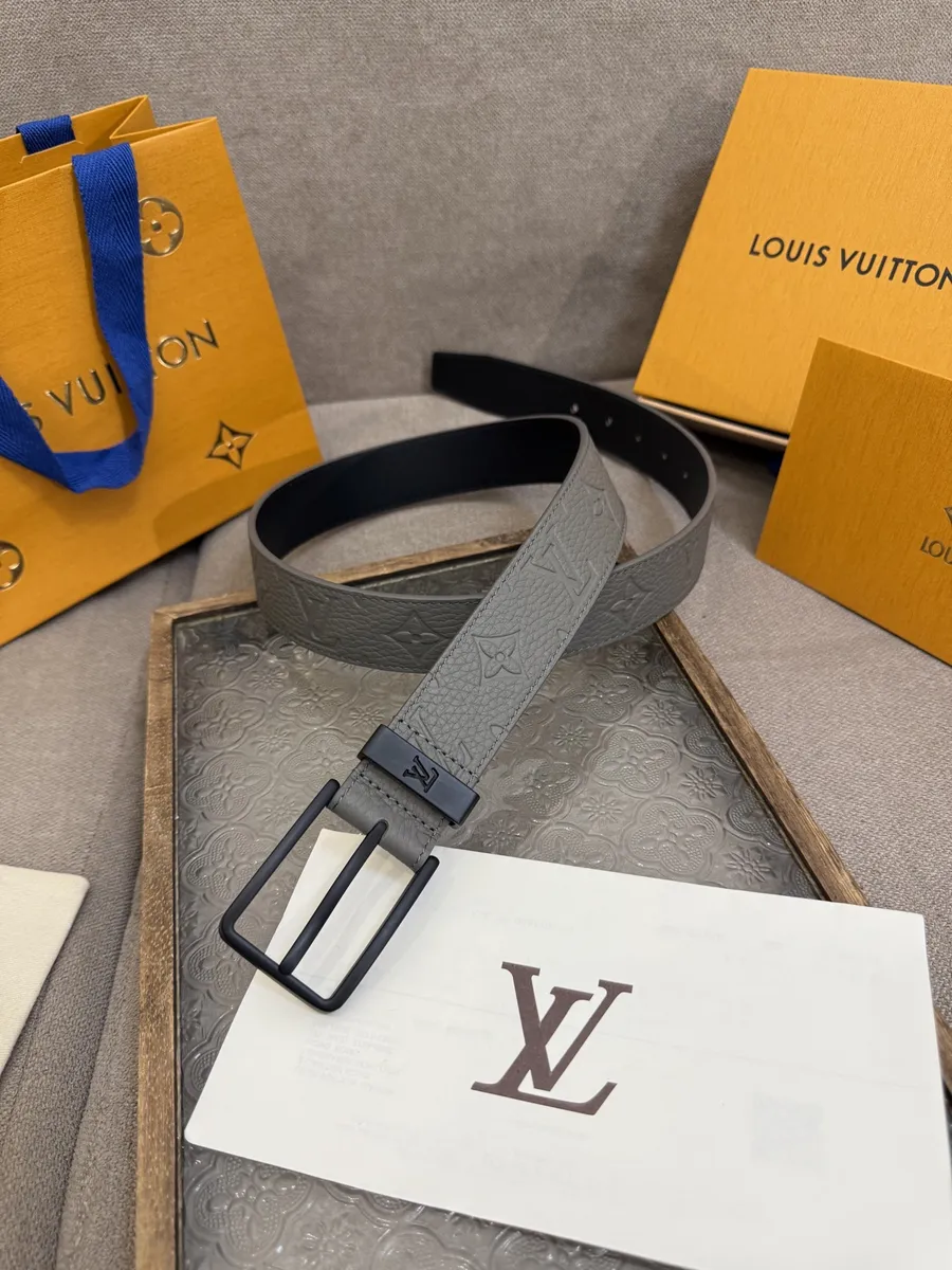 LOUlS Vuitton кожаный для джинс и брюк подарок темно-серый