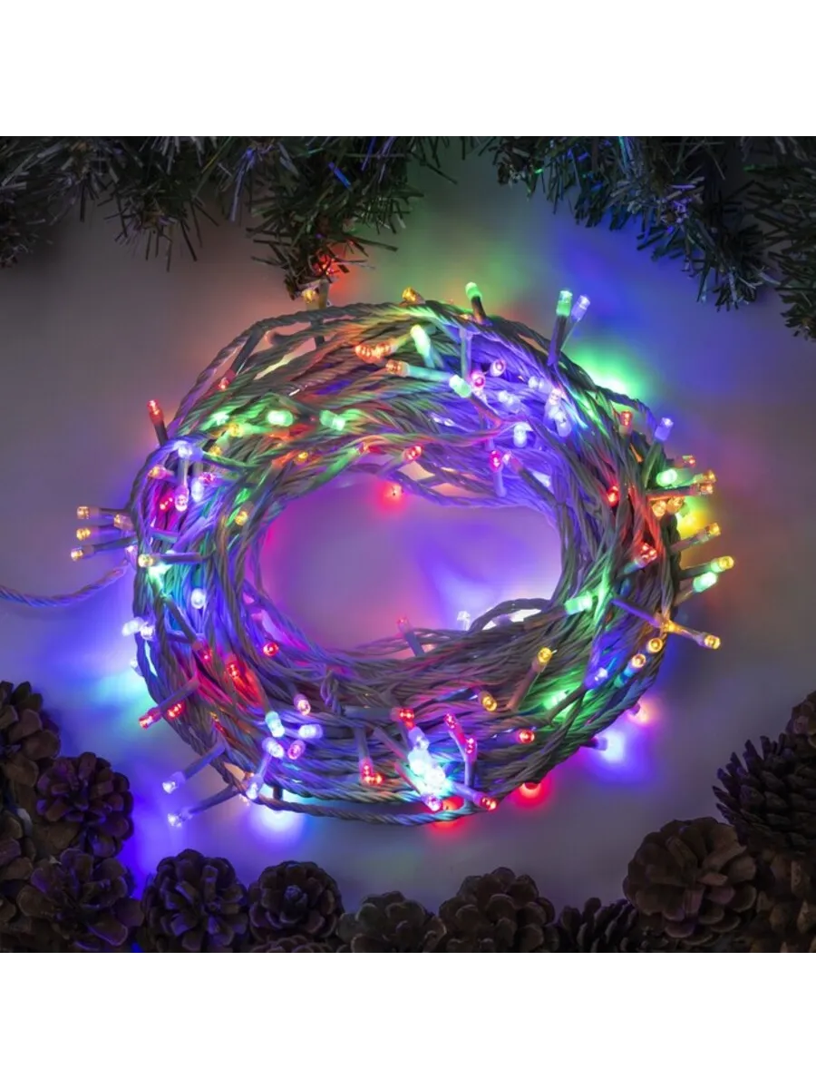 Домный / Гирлянда интерьерная 20 м, белая нить, 200 LED, 8 режимов