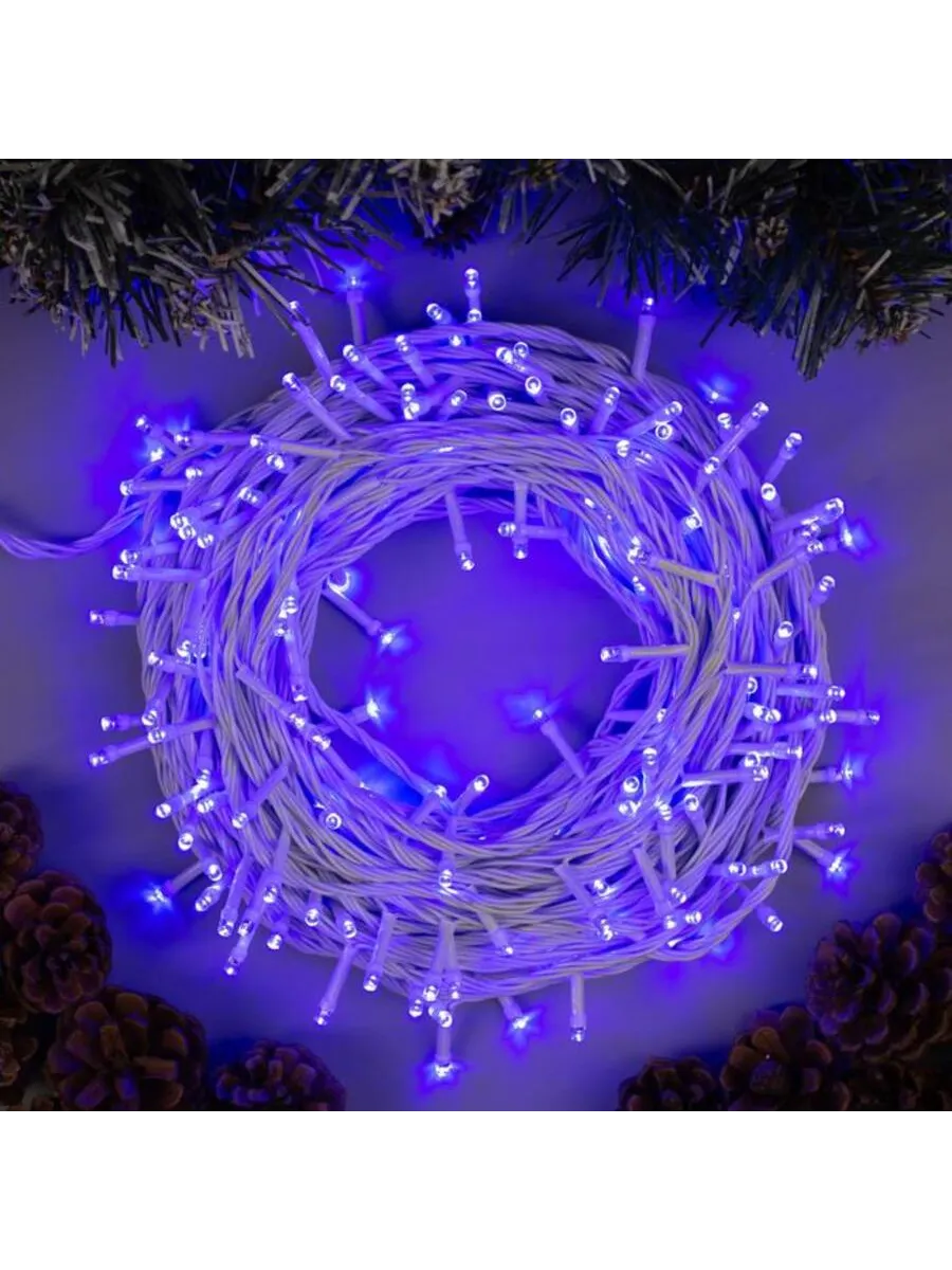 Домный / Гирлянда 20м белая 200LED синие 8 режимов 220В