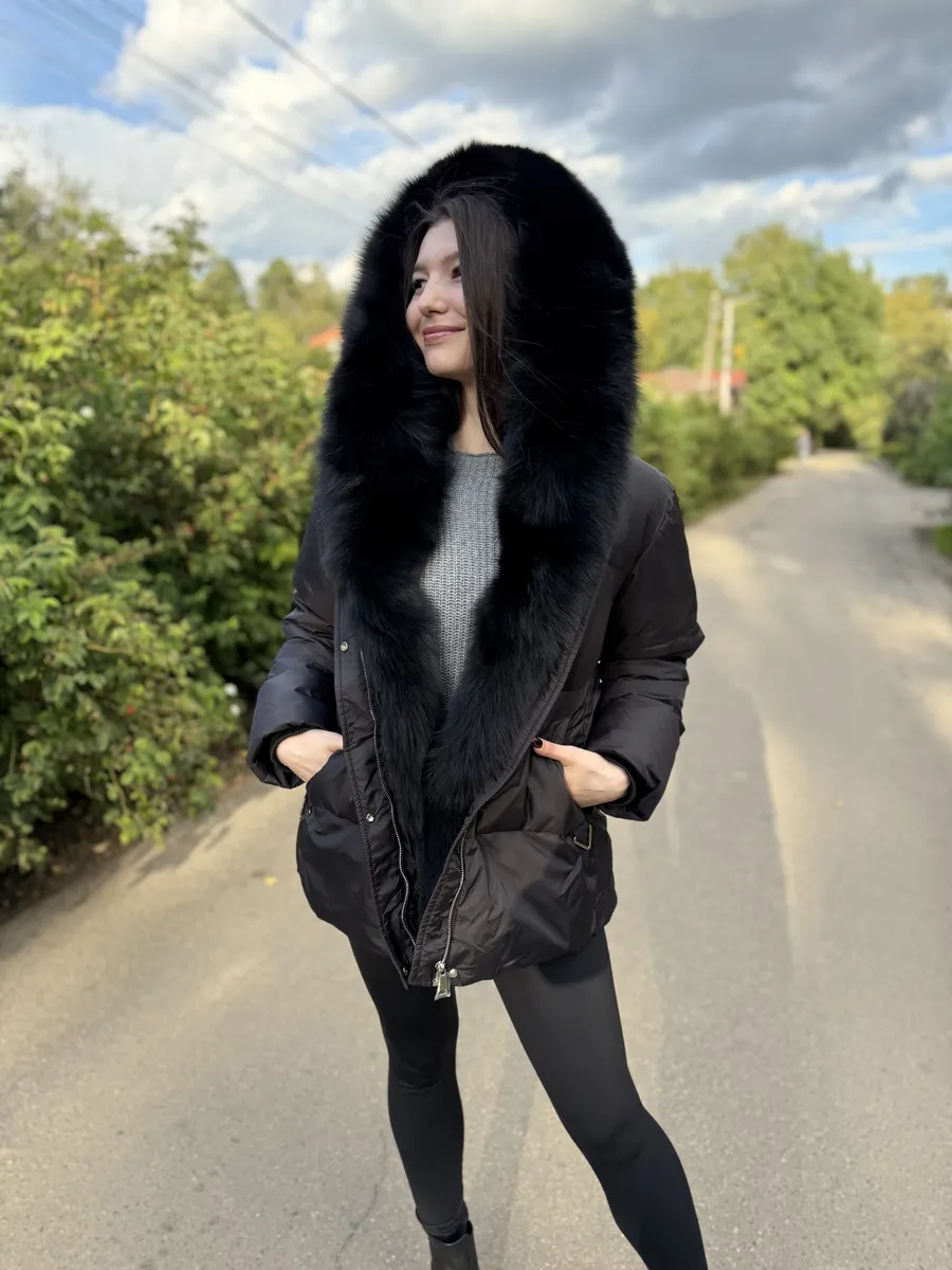 Куртка пуховик зимняя с натуральным мехом