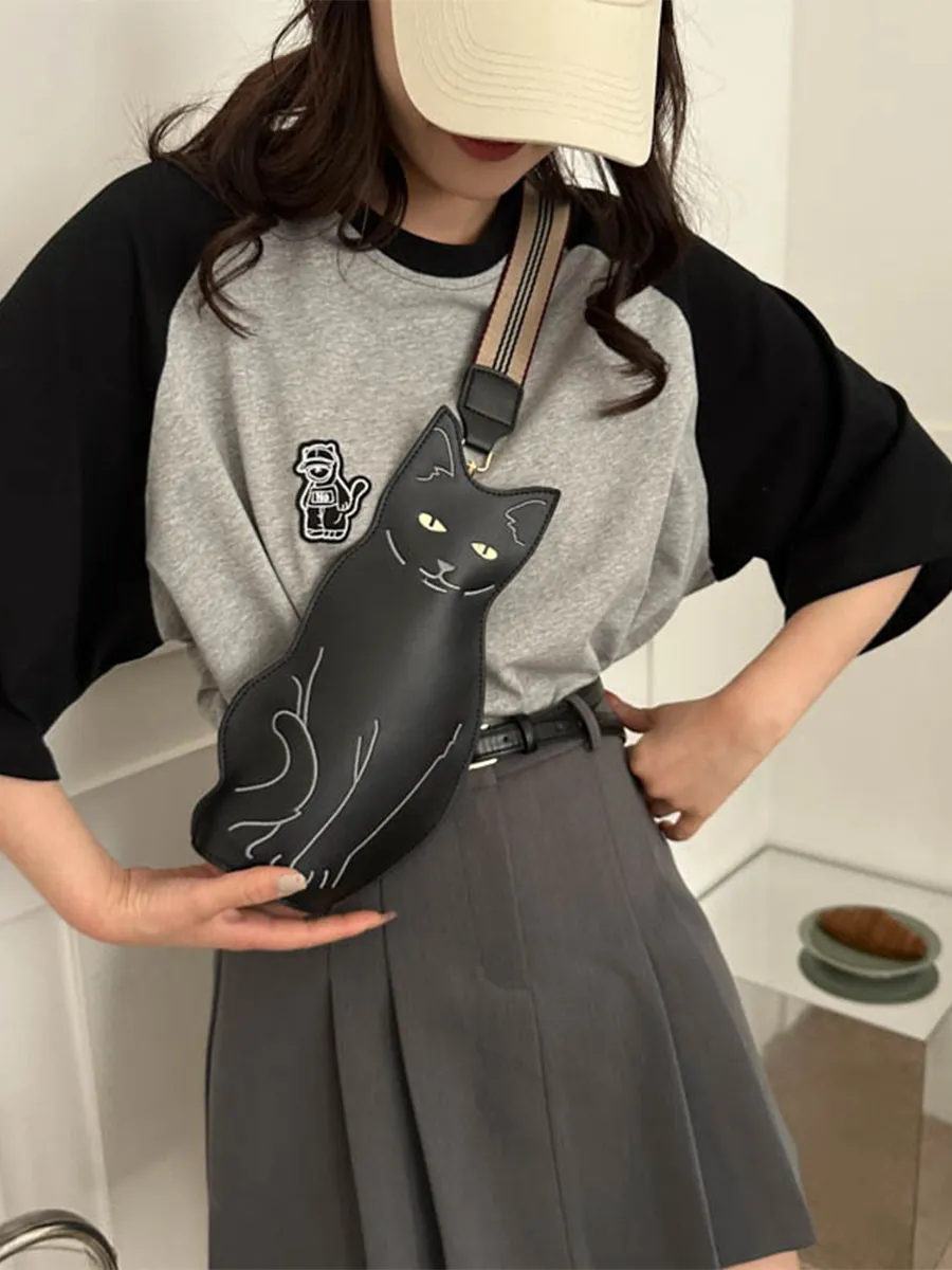 Сумка слинг на плечо женская молодежная детская Кошечка Кот