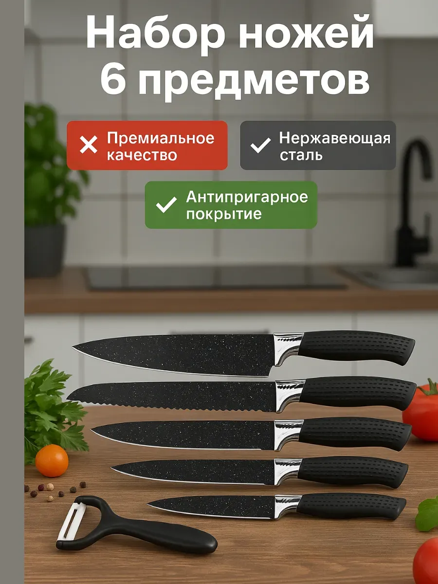 НАС2 / Набор кухонных ножей из 6-ти предметов