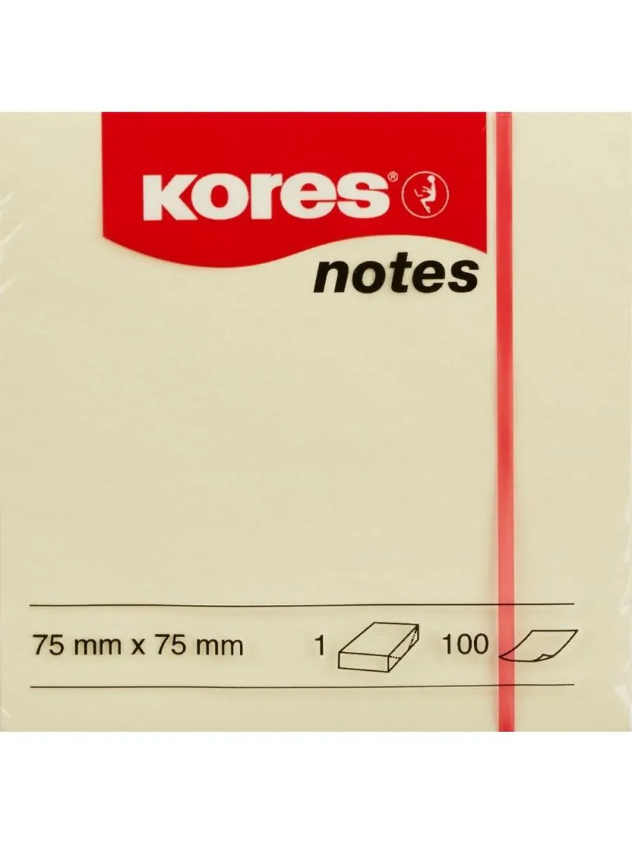 Kores / Блок-кубик бумажный, для заметок, 75х75 мм, желтая