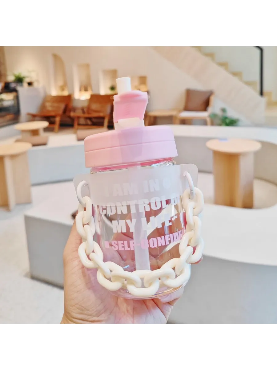 BSQ566 цепочка стекло-розовый 400ML новый цепной соломенный