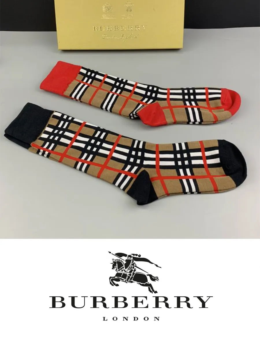 Носки набор носков с рисунком BURBERRY красный черный